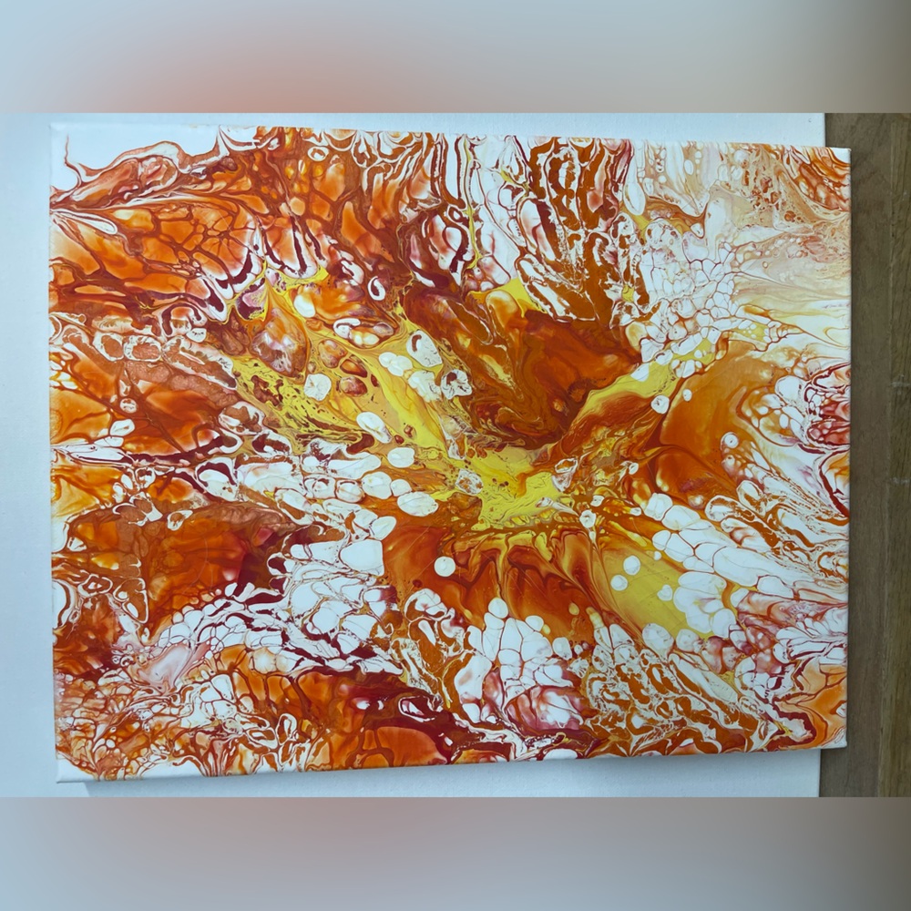 Vibrant Abstract Art in Red and Yellow